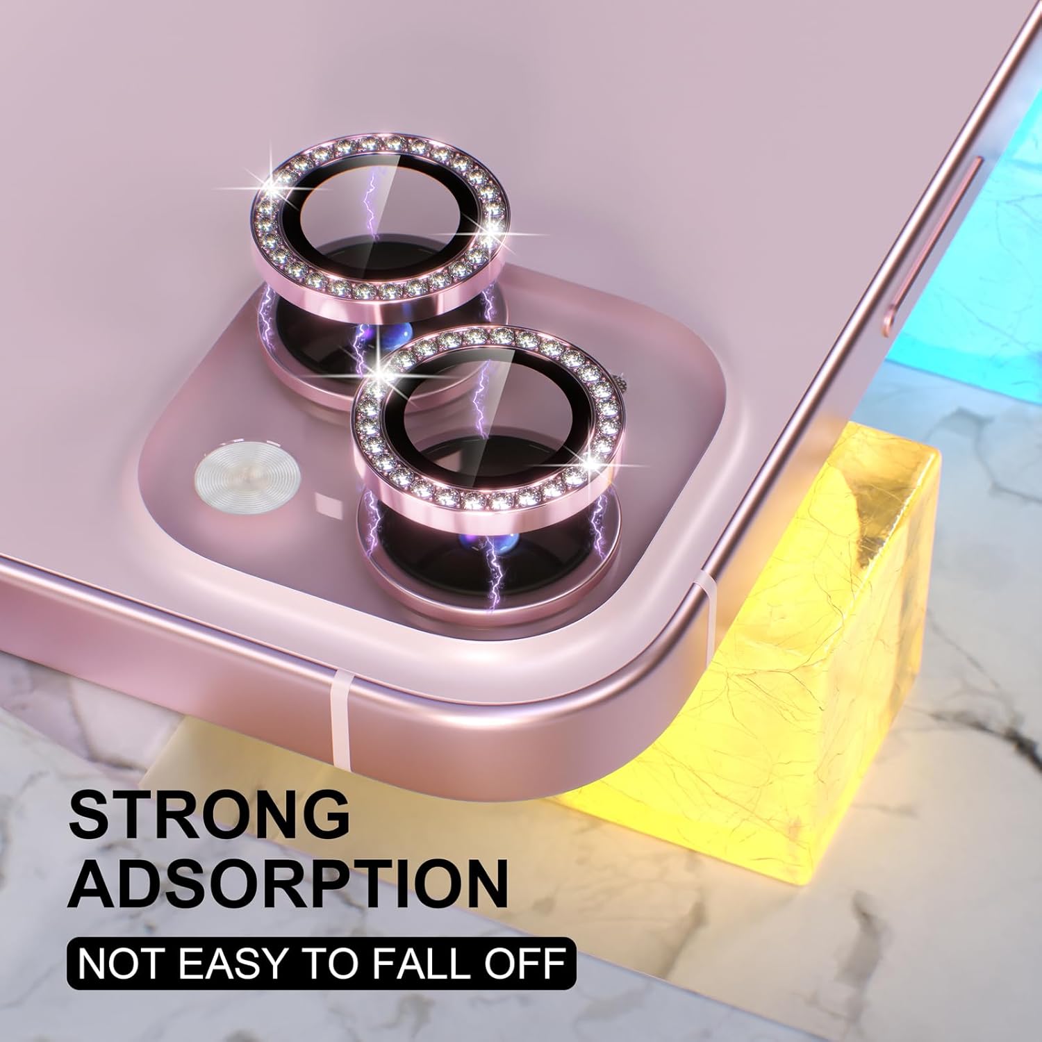 1PC Pink Glitter Diamond Camer – Tempered Glass Screen 9H Bewertung und Preis